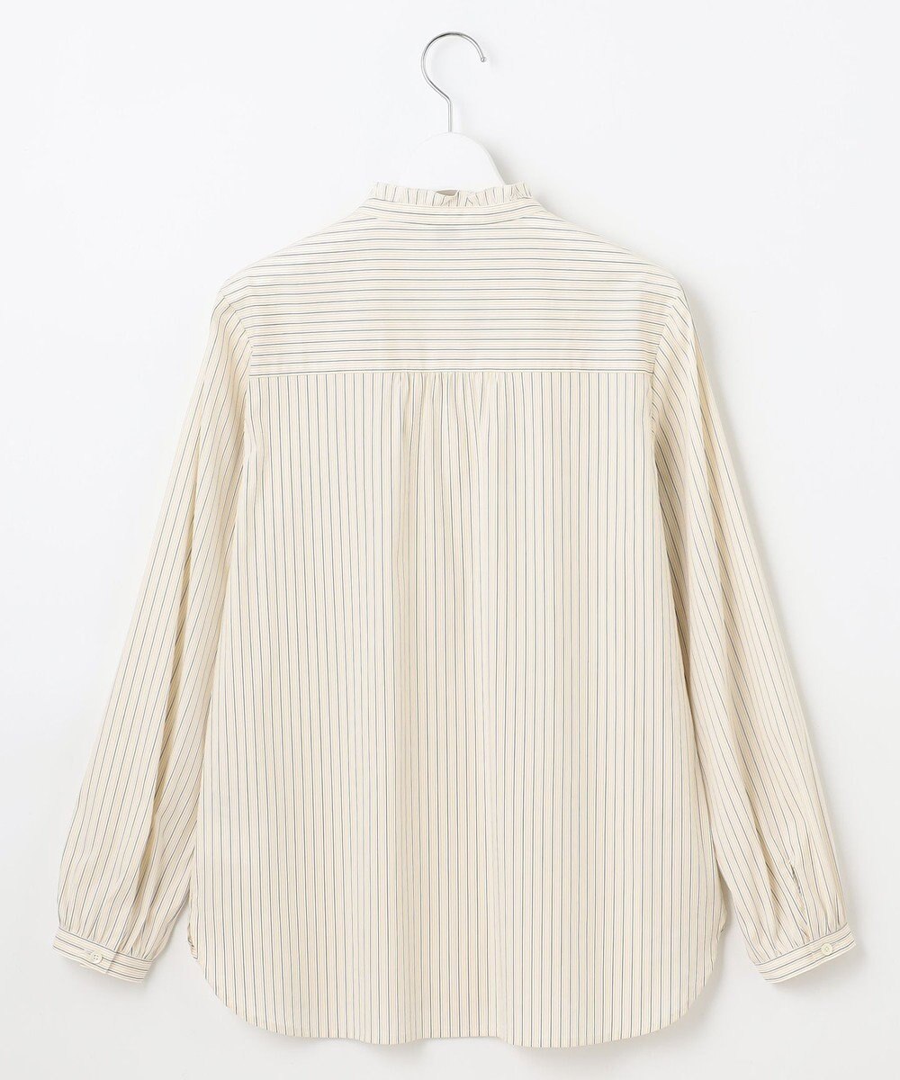 J.PRESS LADIES 【洗える】BEZ ドビーストライプ フリルネック ブラウス 