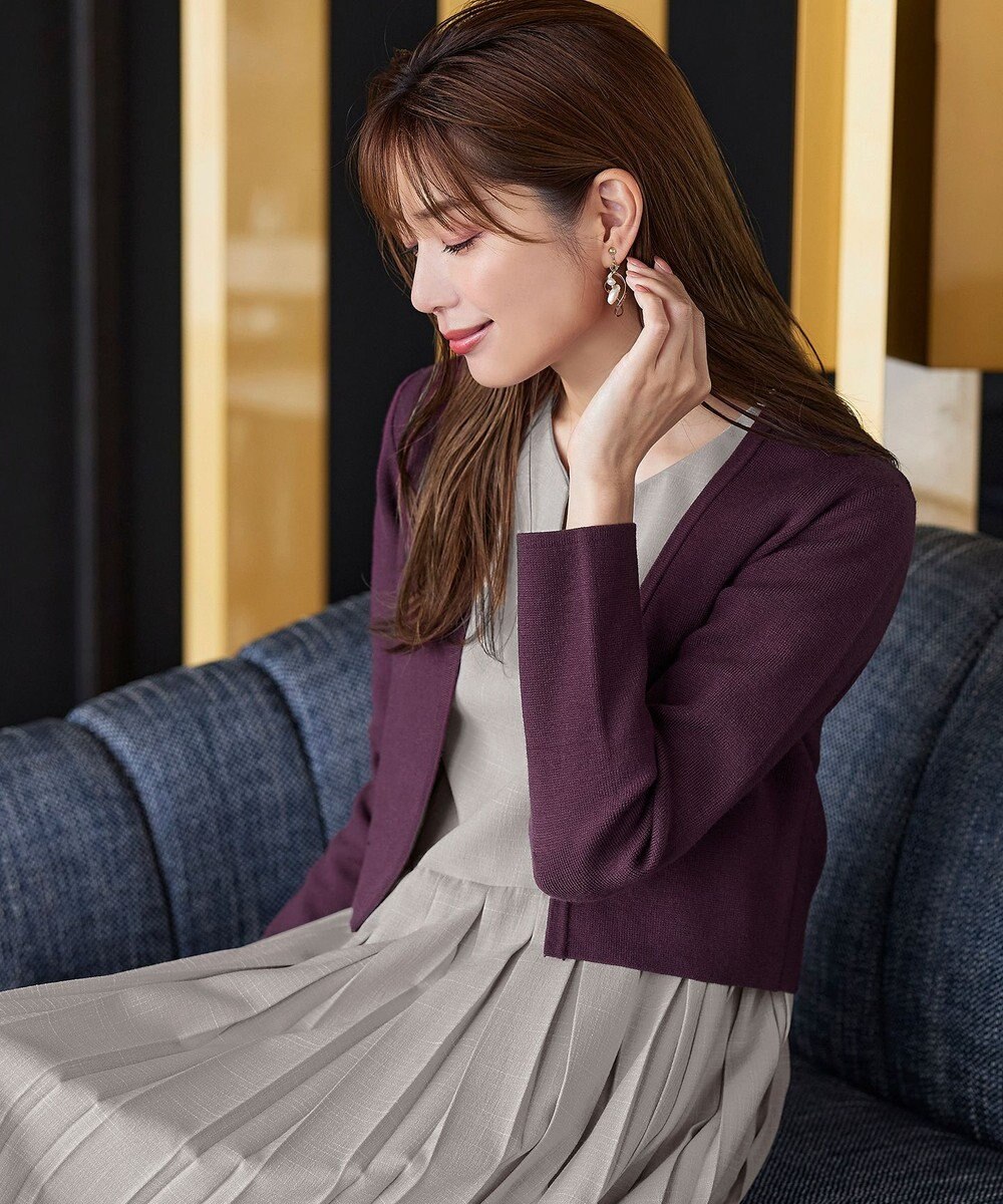 Tiaclasse L 【新色追加・洗える】ストレートショートニットボレロ 