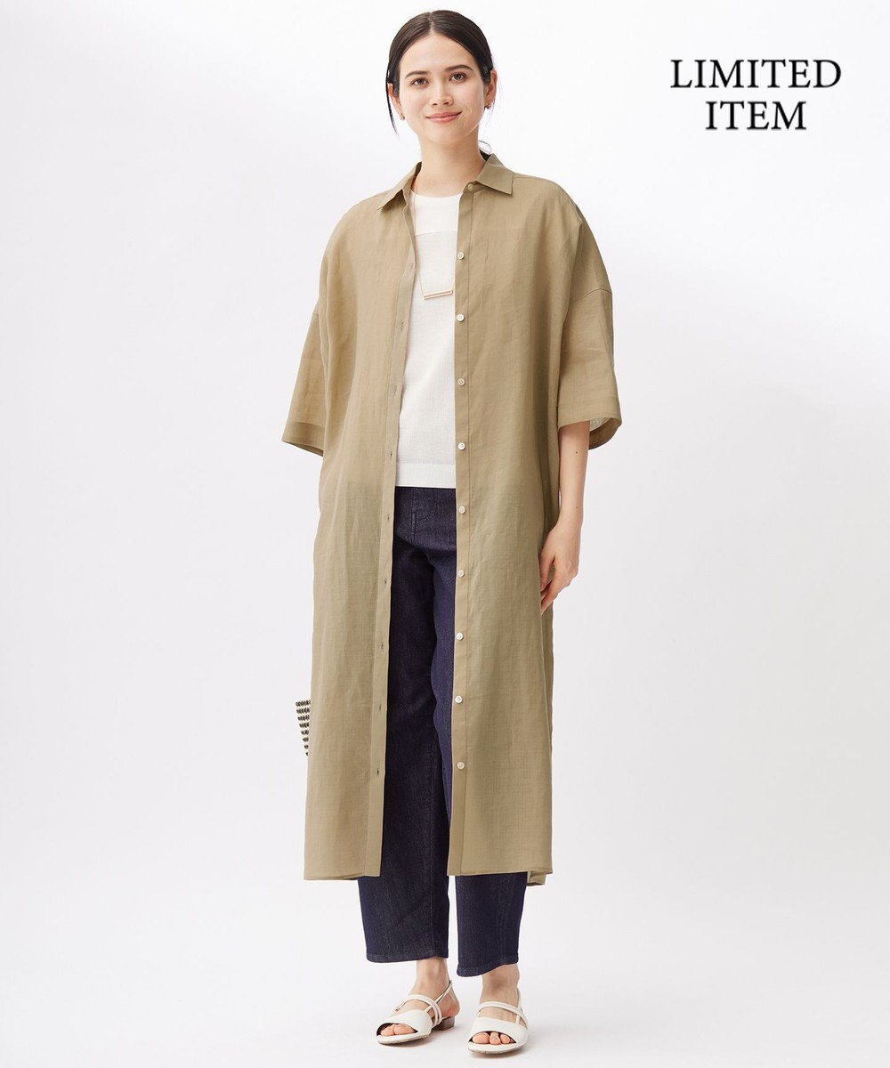 自由区 【カタログ掲載・WEB限定・接触冷感・洗える】シアーラミーローンシャツ ワンピース 