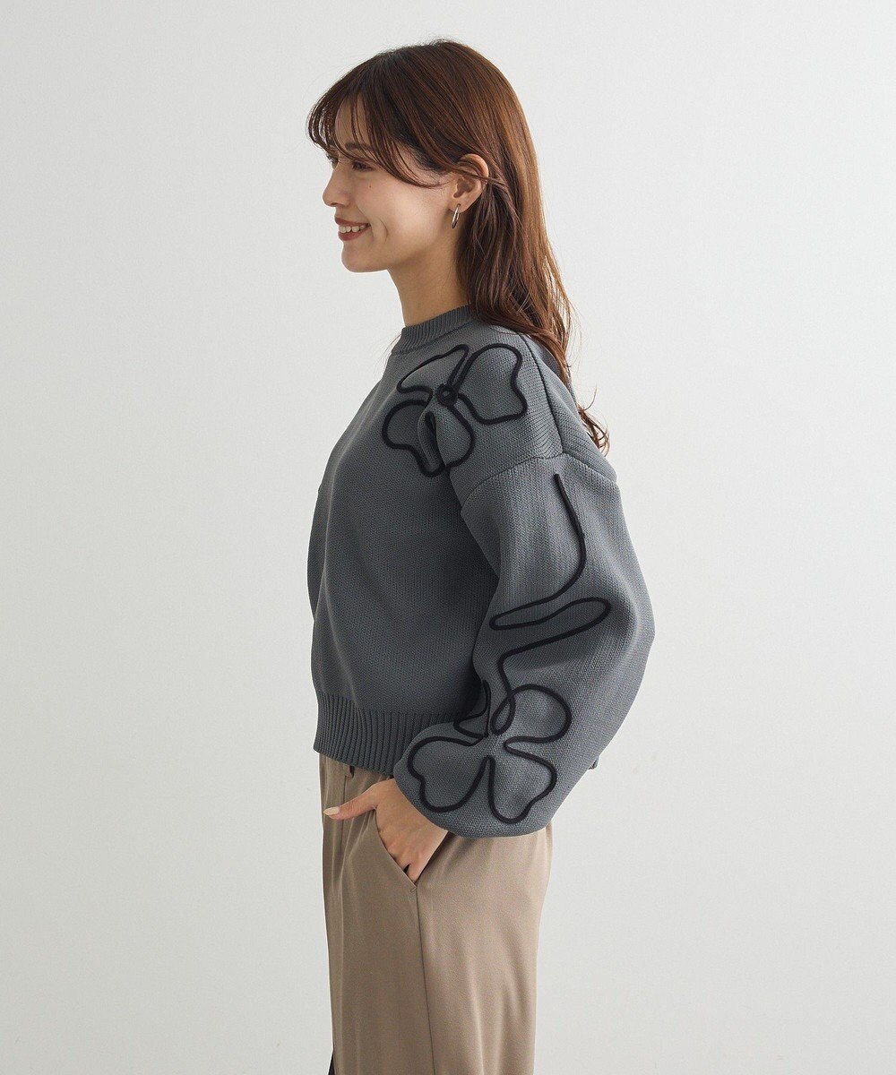 Green Parks ・ＥＬＥＮＣＡＲＥ　ＤＵＥ　コード刺繍花柄ニット 