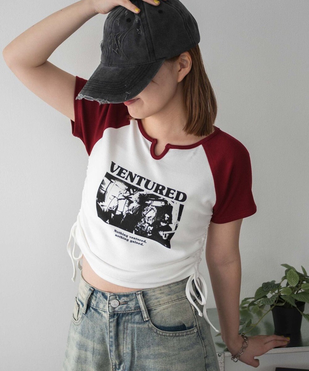 WEGO キーネックサイドレースアップちびT 