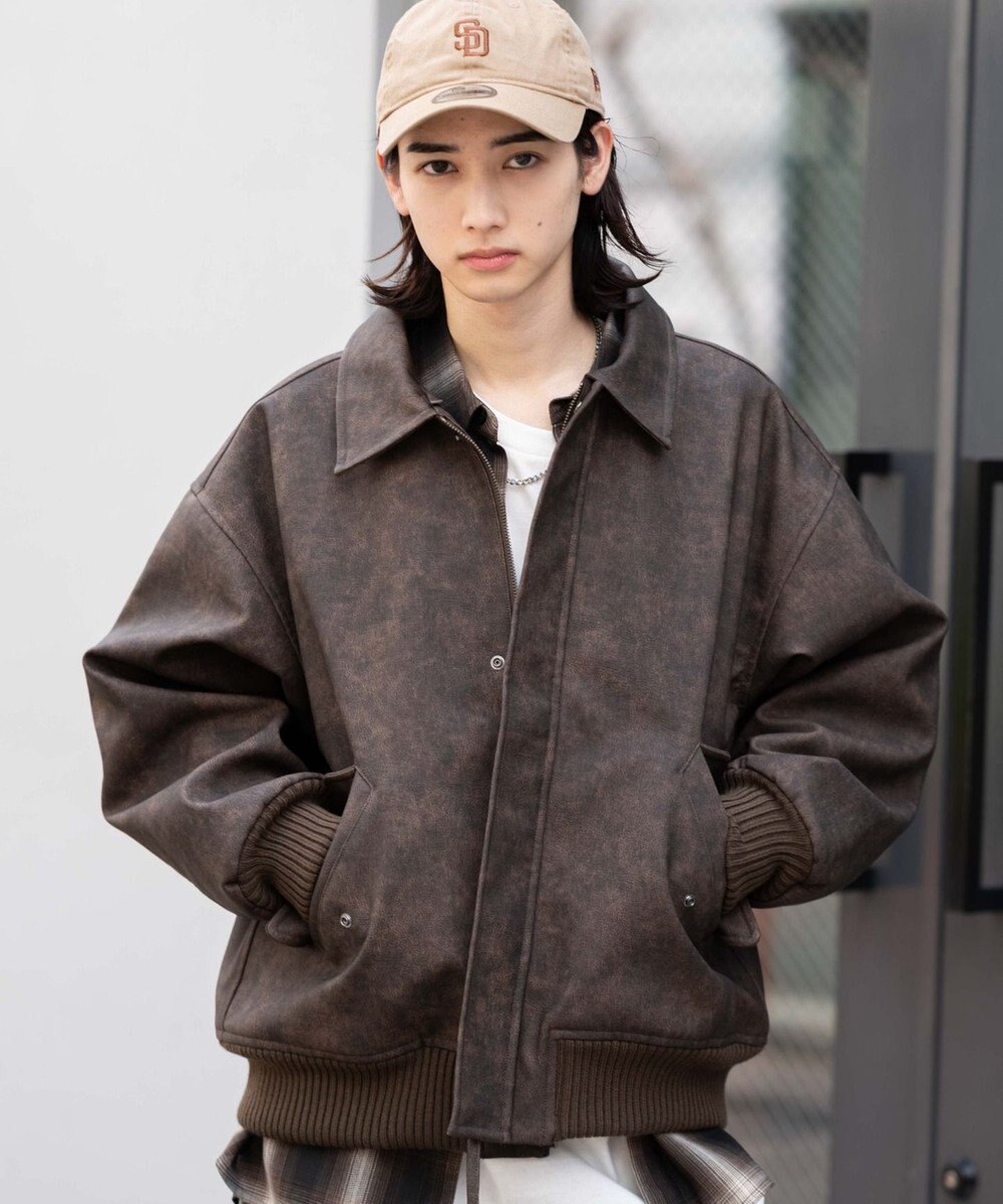 WEGO 【ユニセックス着用ITEM/MLサイズ展開】PU2WAYフライトブルゾン 