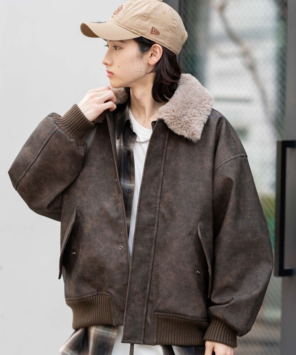 WEGO 【ユニセックス着用ITEM/MLサイズ展開】PU2WAYフライトブルゾン 