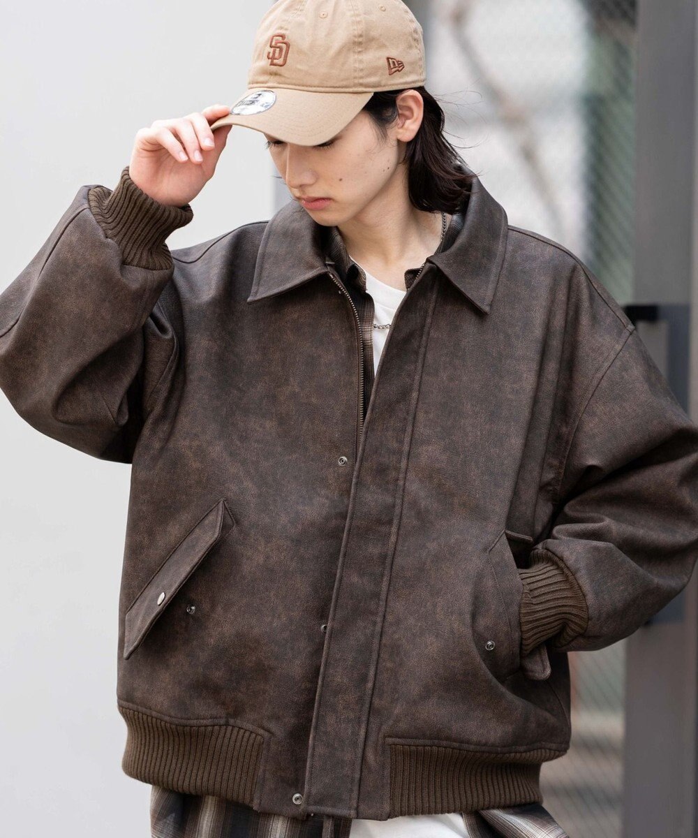 WEGO 【ユニセックス着用ITEM/MLサイズ展開】PU2WAYフライトブルゾン 