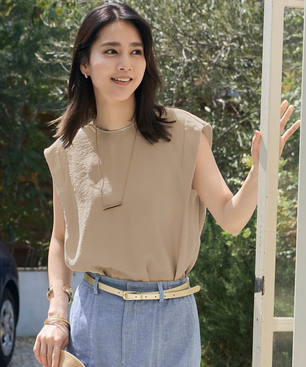 自由区 S 【セットアップ対応・接触冷感・UVケア・洗える】エアリーツイルノースリーブ ブラウス 