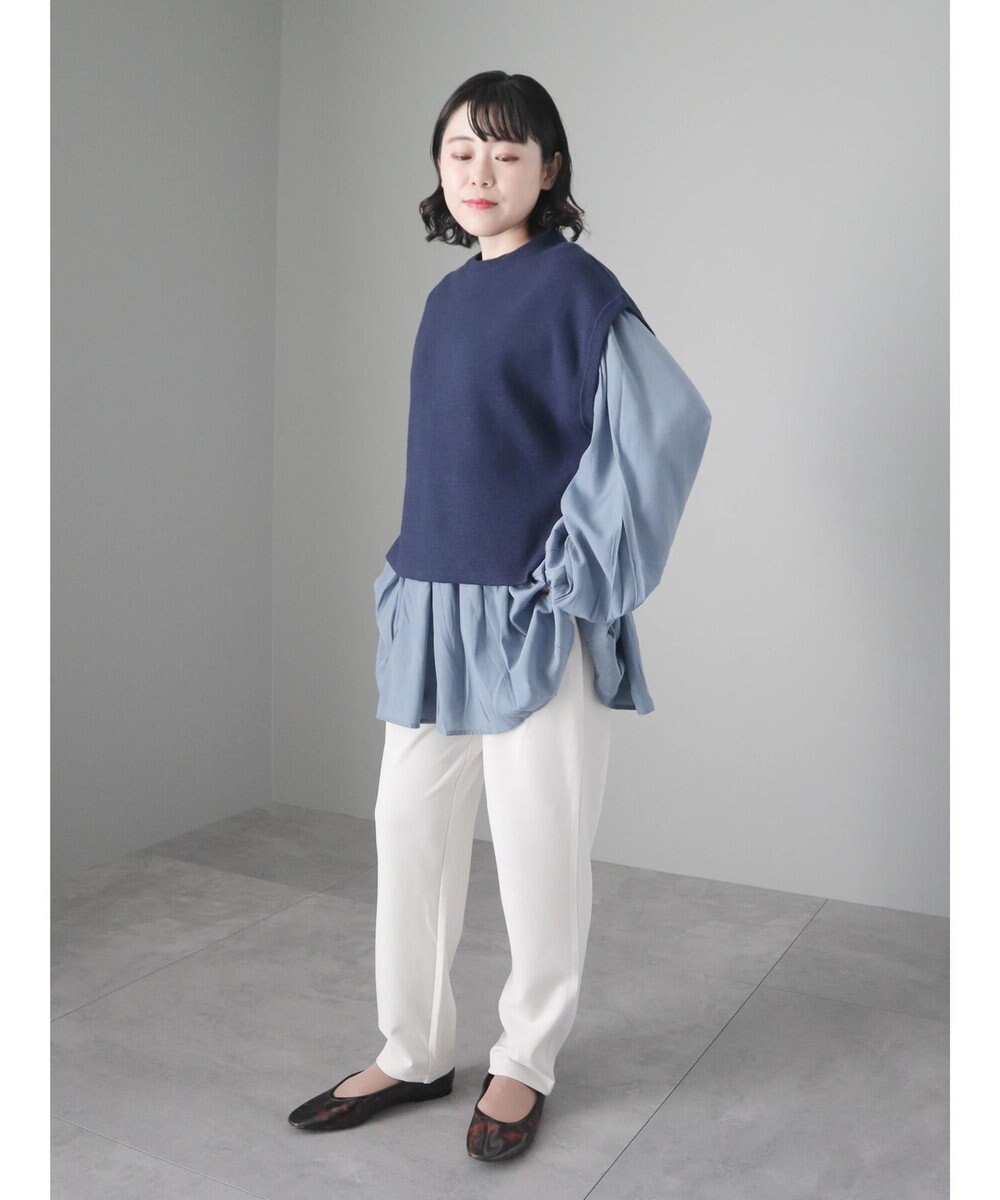 CRAFT STANDARD BOUTIQUE 後リボン切替ギャザーチュニックブラウス 