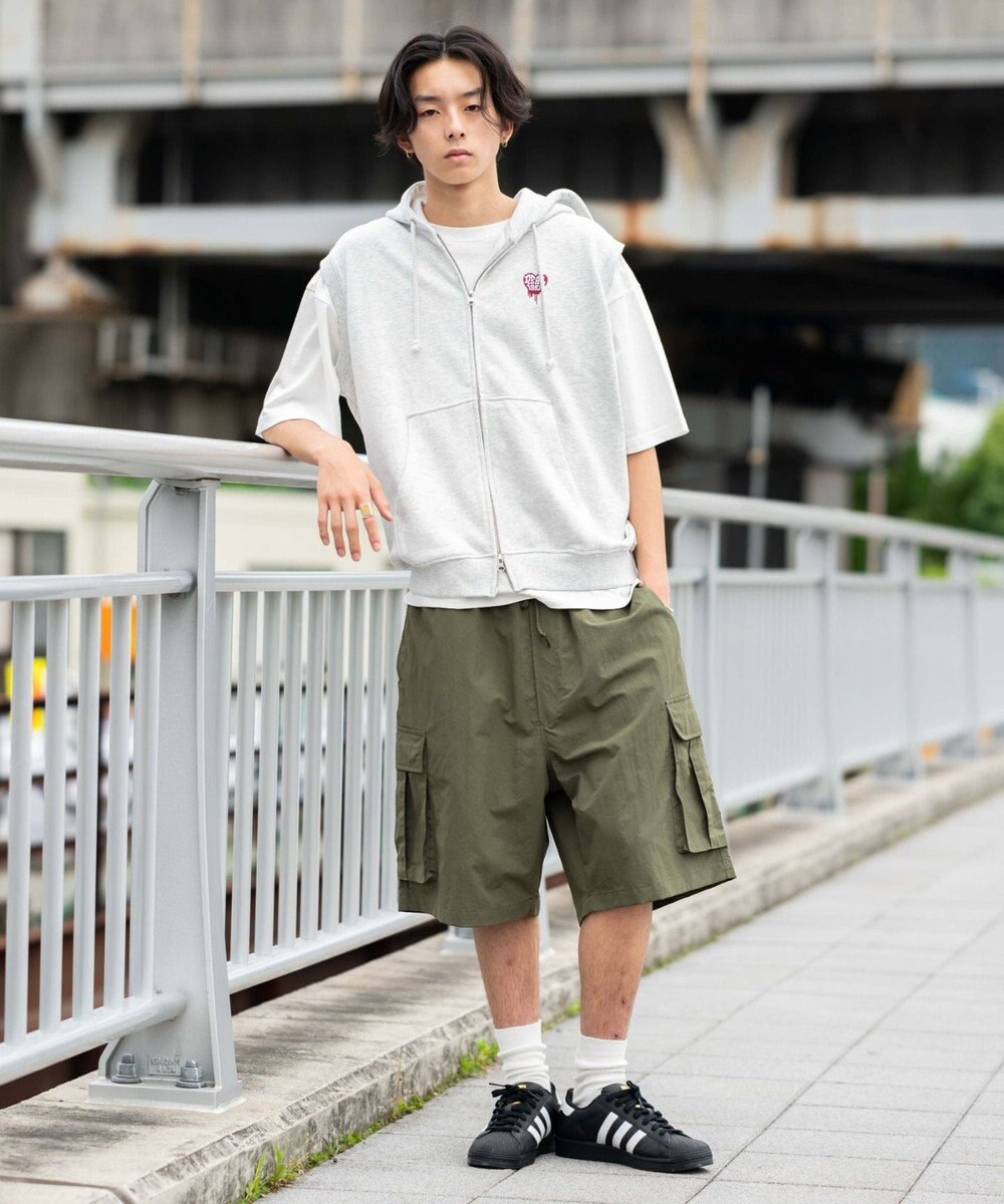 WEGO 【ユニセックス着用ITEM/MLサイズ展開】ワンポイントノースリジップパーカー 