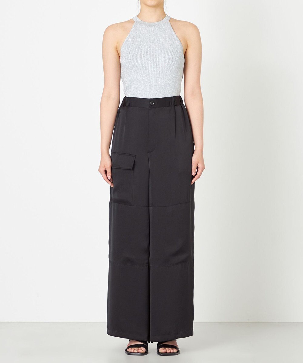 NAVE 【Nave・洗える/ウエストゴム】ヴィンテージサテン ワイドパンツ 