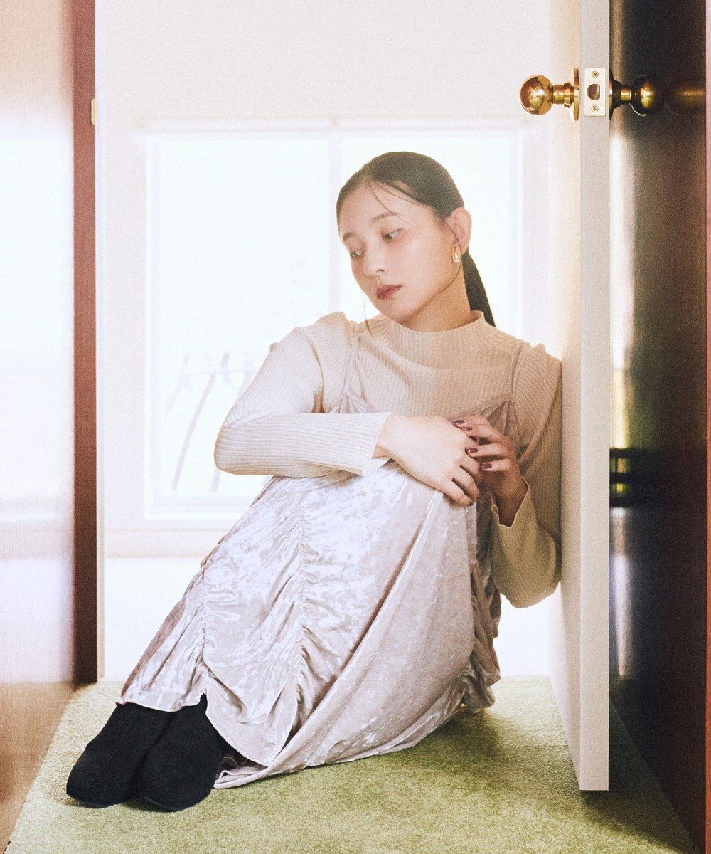 earth music&ecology クラッシュベロアシャーリングワンピース 