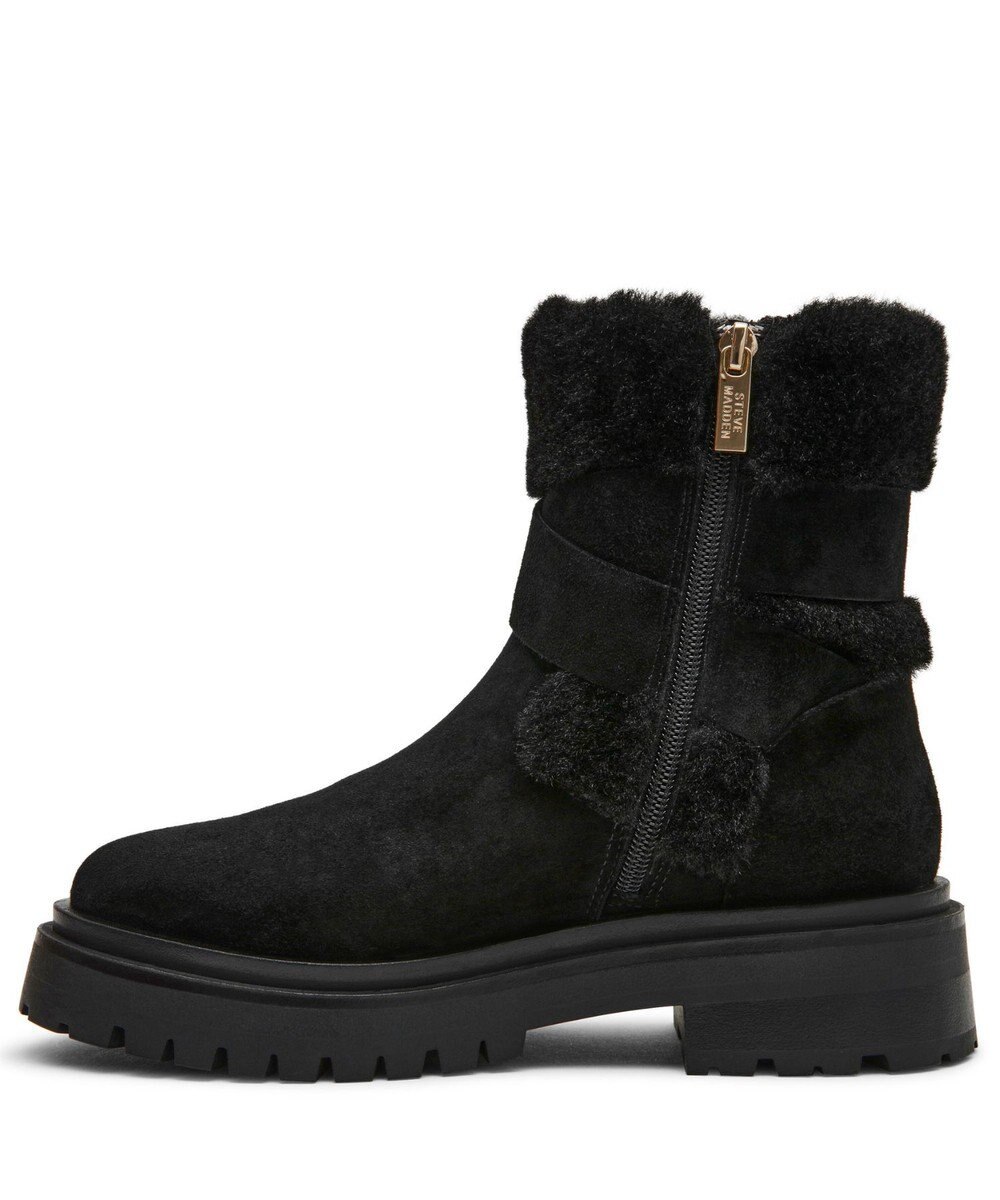 STEVE MADDEN LODGE ファースエードバックルショートブーツ 