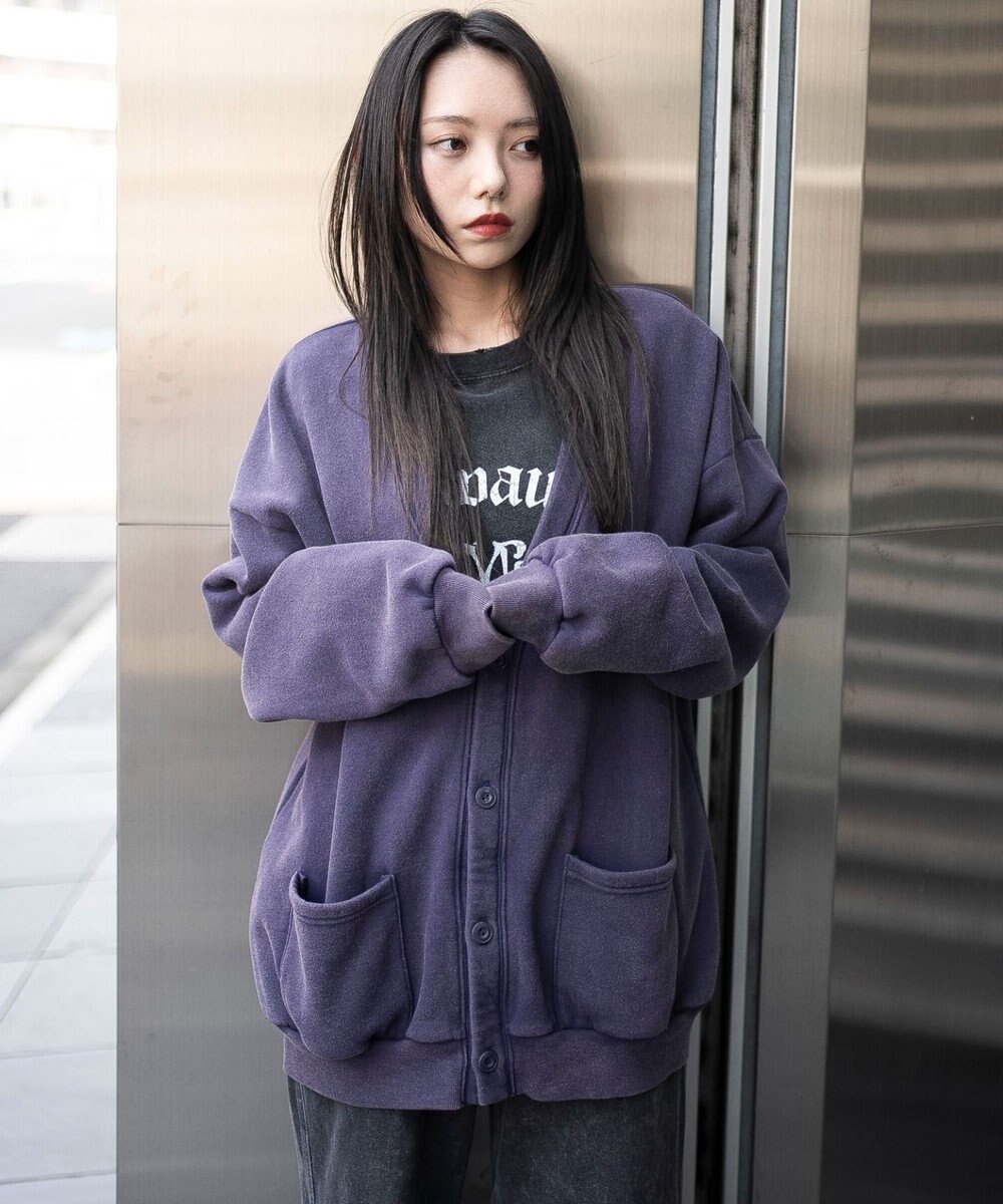 WEGO 【ユニセックス着用ITEM】ケミカルスウェットカーディガン 
