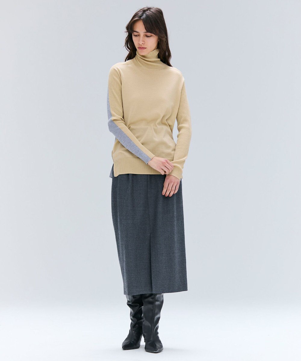 BEIGE， 【洗える・VERY NaVY12月号掲載】LA MONNAIE / バイカラーウールタートルニット 