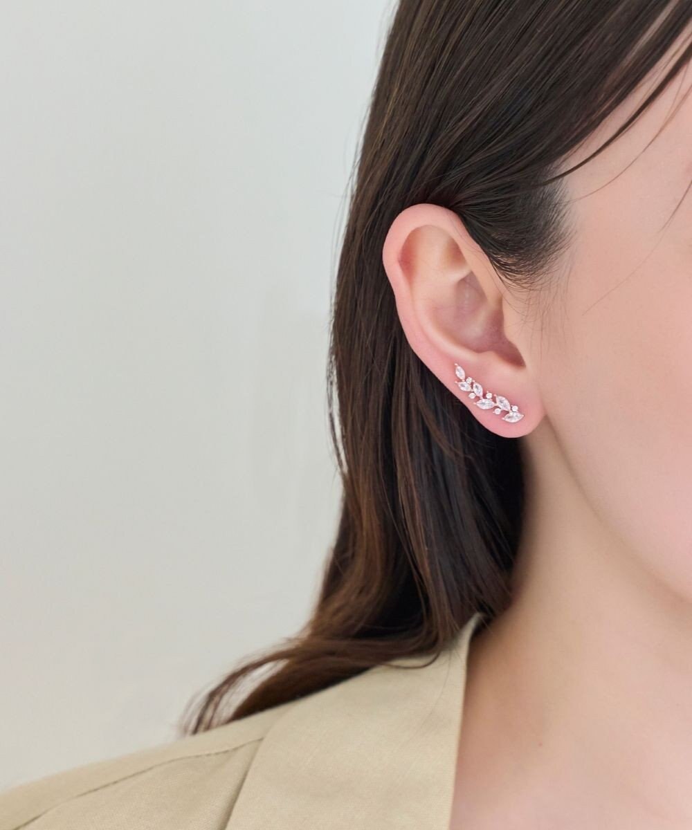 Phoebe リーフグレースビジューピアス&イヤリング　ローズゴールド 