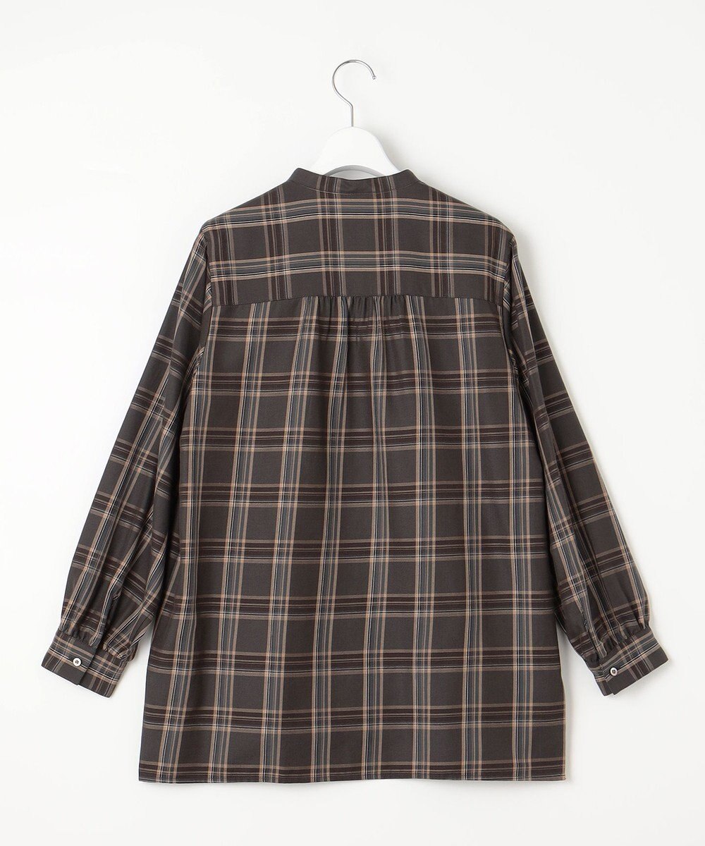 J.PRESS LADIES 【洗える】綿セルロースクリアチェック スタンドカラー ブラウス 