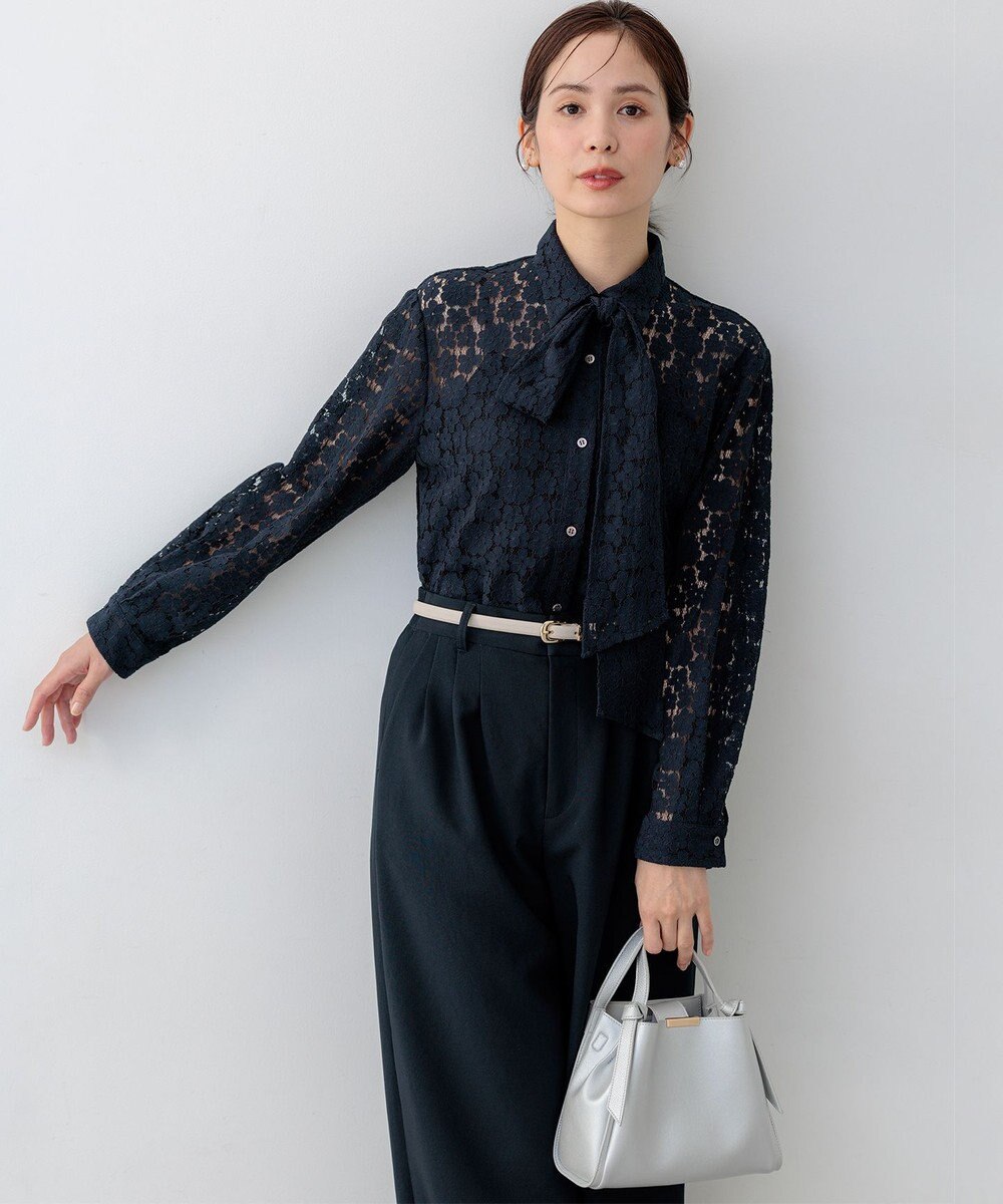 組曲 S 【WEB限定】フラワーラッセルレースシャツライク ブラウス 