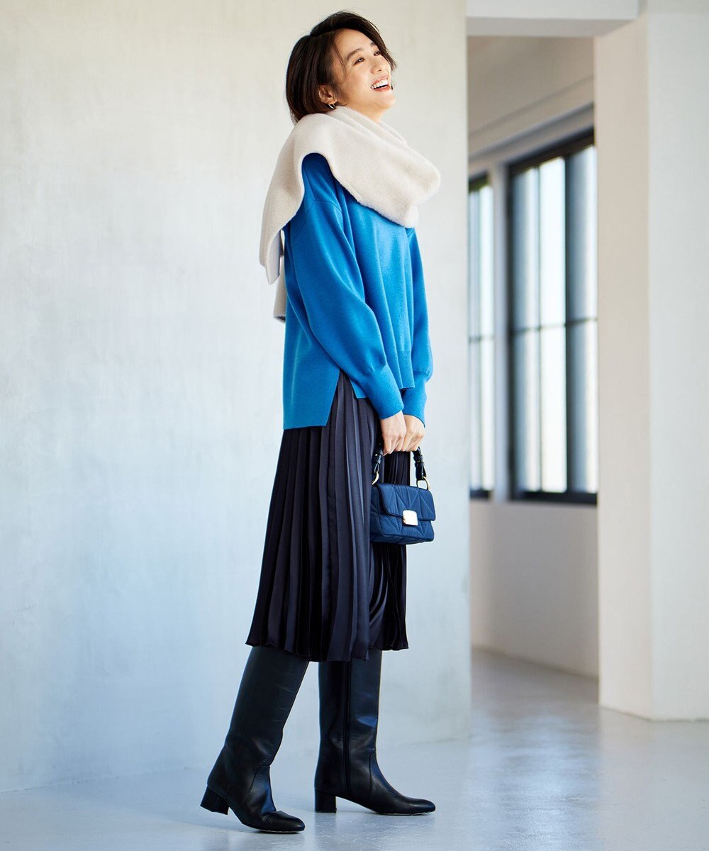 自由区 【WEB限定・洗える】ロイヤルサテンプリーツ スカート 