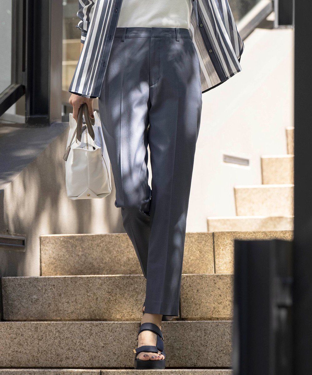 J.PRESS LADIES L 【セットアップ対応・洗える・撥水・防汚】コットンFITTYシャーク テーパード パンツ 