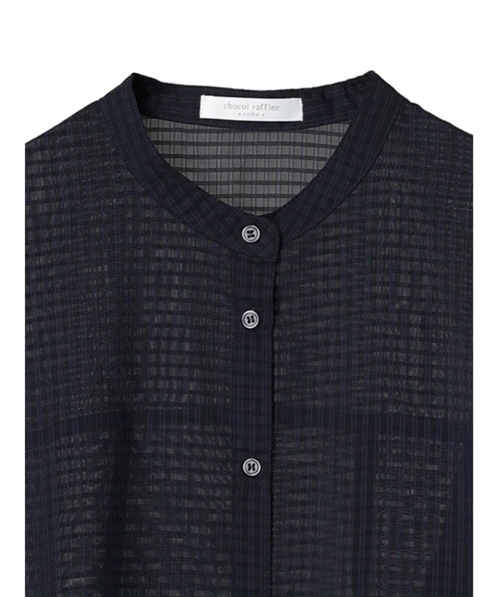 Green Parks シアーチェック袖ドロストシャツチュニック 