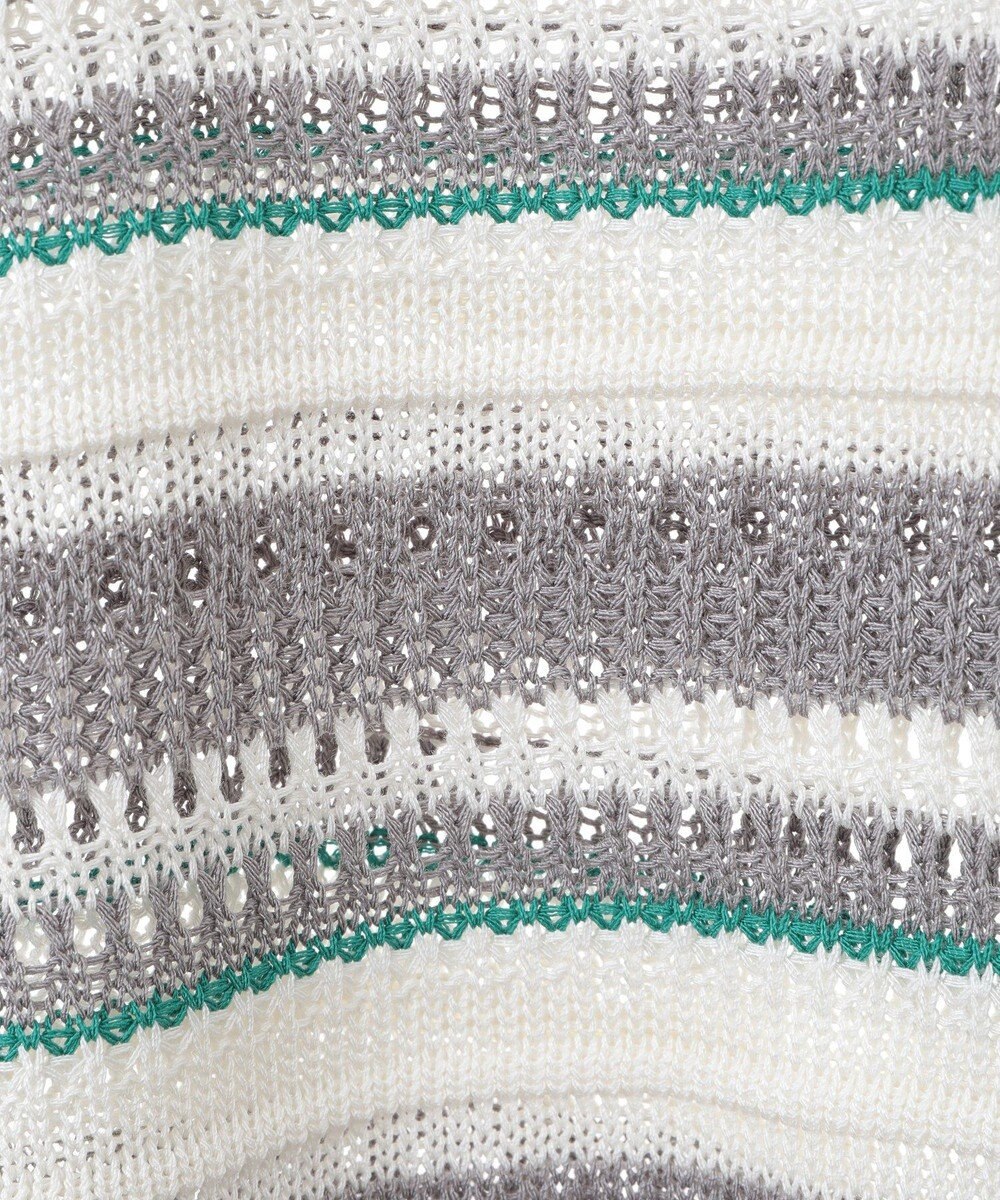 earth music&ecology キラキラボタン透かしニットポロ 