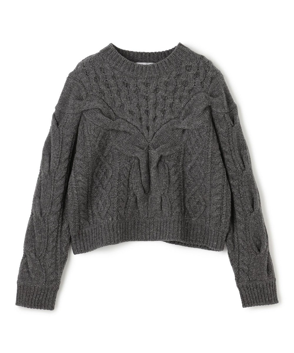 BEIGE， RULE / ウールカシミヤアラン編みクロップドニット 