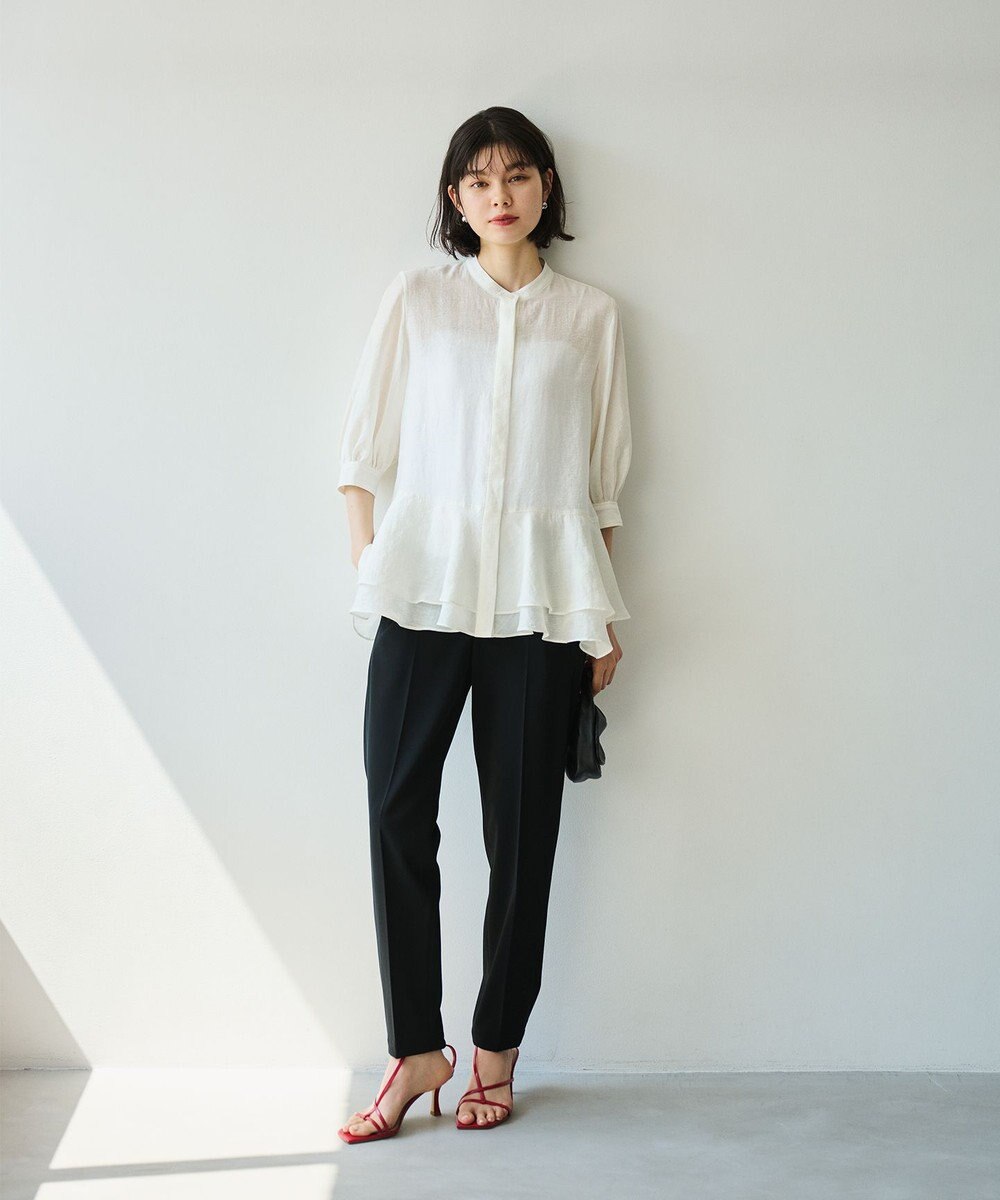 #Newans 【洗える】ダブルフリルヘムシアーシャツ 