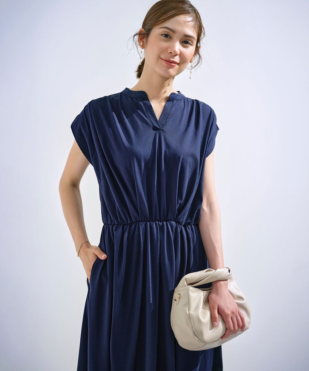 組曲 【洗える・WEB限定】プレーティング天竺 ドレープワンピース 