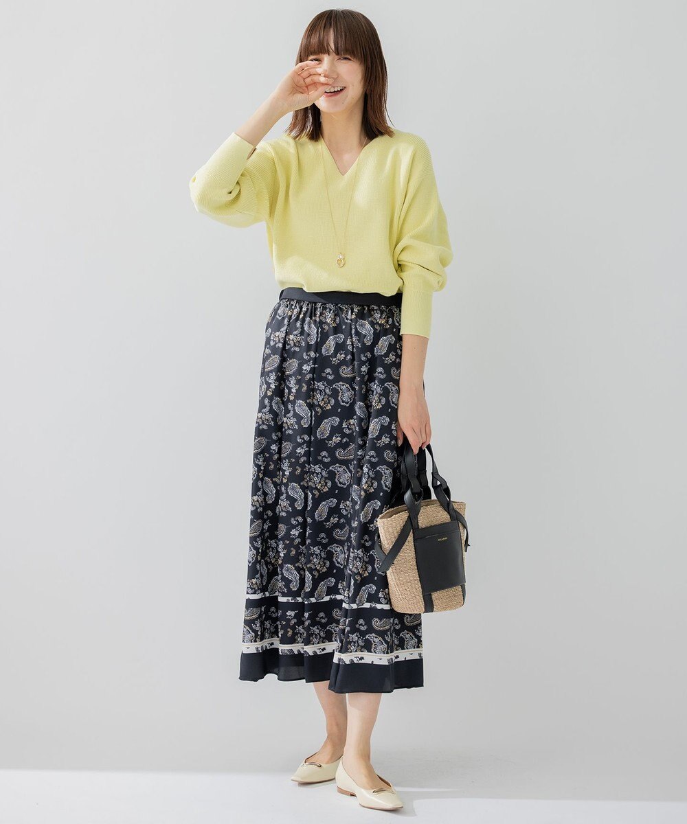 23区 L 【洗える】コンパクトコットンポリエステル Vネック ニット 