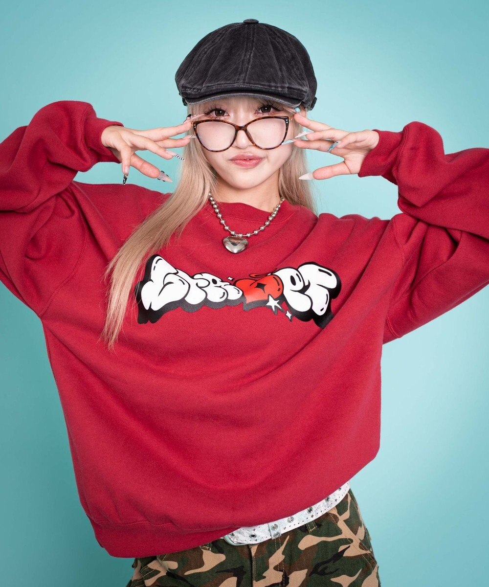 WEGO 【ユニセックス着用ITEM/MLサイズ展開】ハートモチーフプルオーバー 