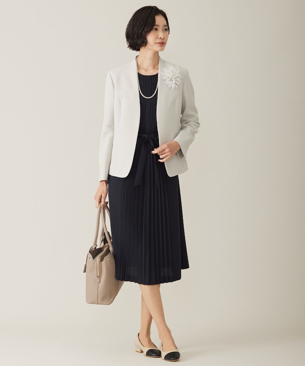 J.PRESS LADIES L 【WEB限定カラーあり・洗える】セラテリーダブルクロス ノーカラー ジャケット 