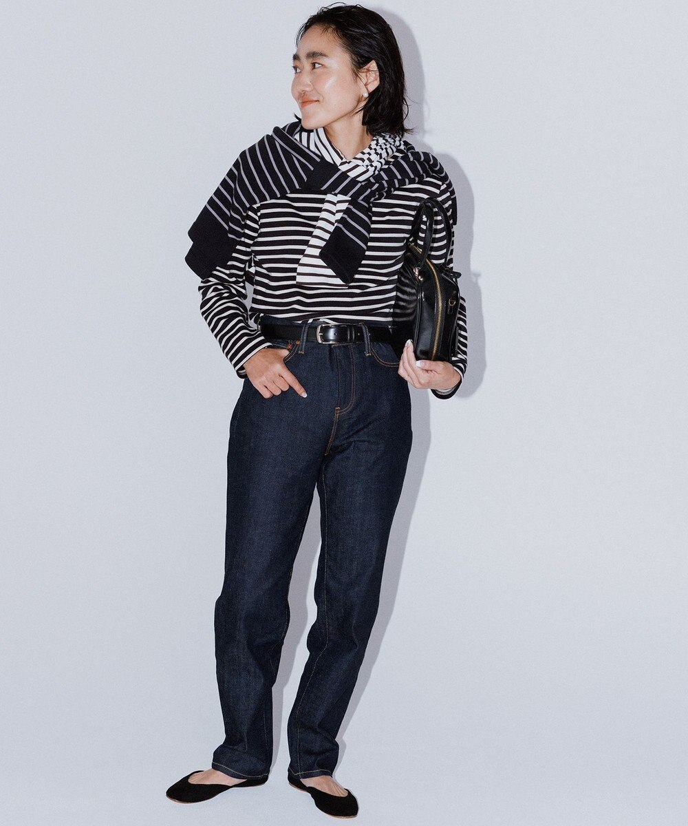 23区 L 【洗える】Armor-lux クロップドボーダー カットソー 