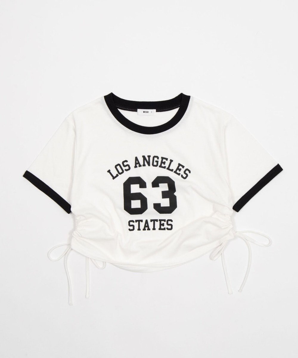 WEGO グラフィックサイドリボンドロストショートT 