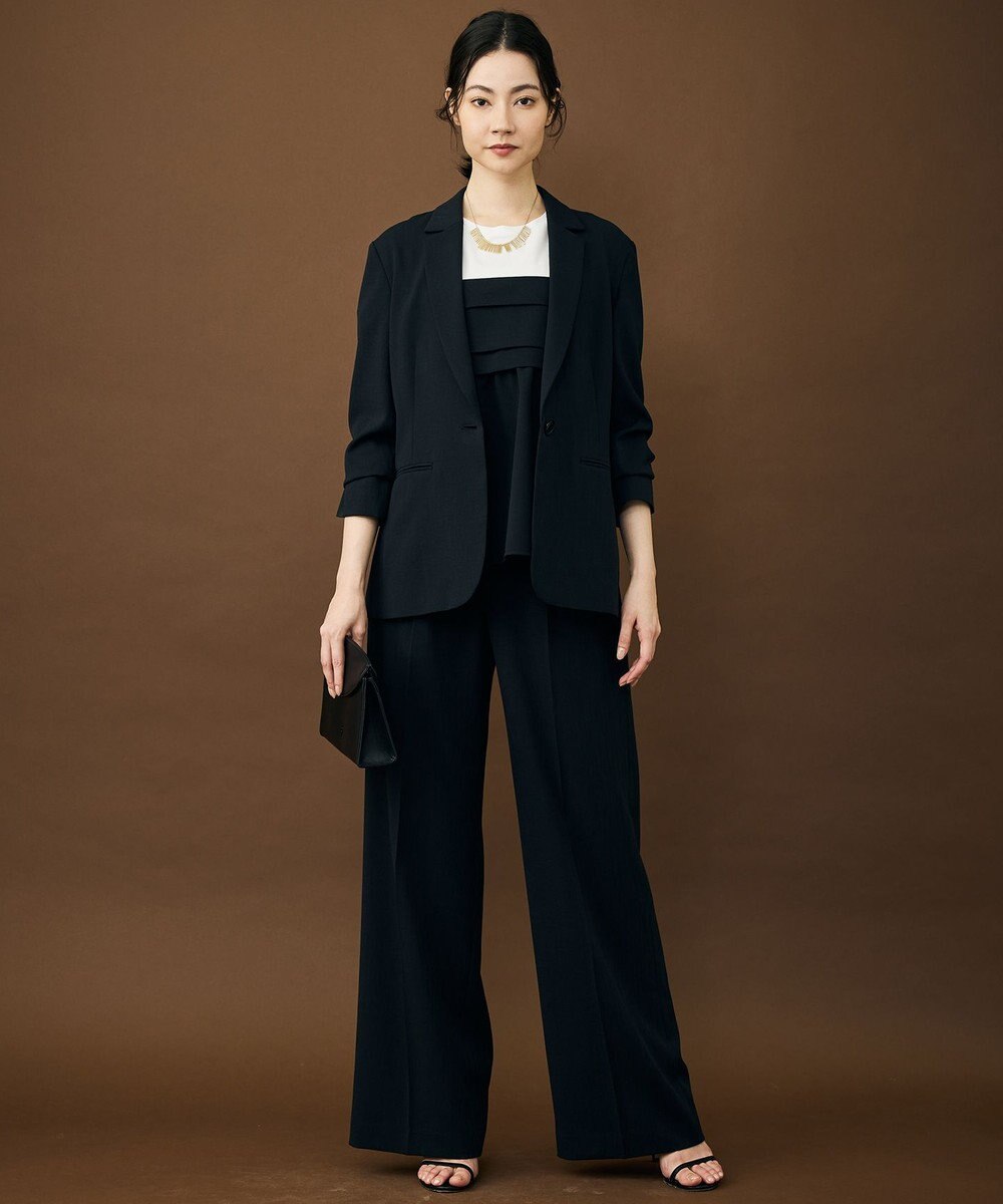 自由区 S 【セットアップ対応】テクスチャードスーツストレートワイド パンツ 