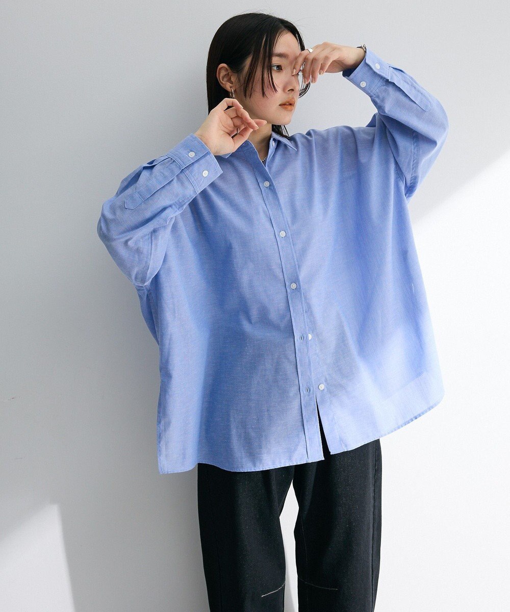 Green Parks 綿麻混レギュラーカラーＢＩＧシルエットシャツ 