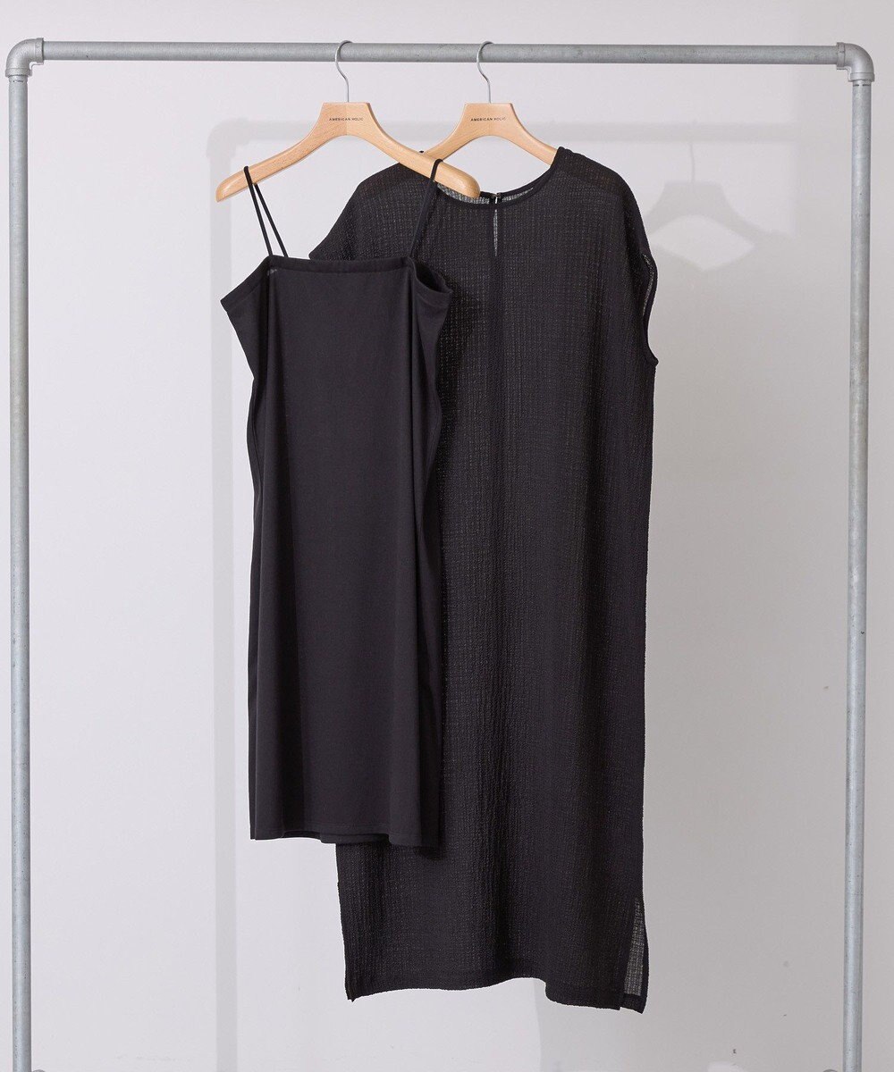 AMERICAN HOLIC ポコポコノースリーブワンピース【インナー付き】 