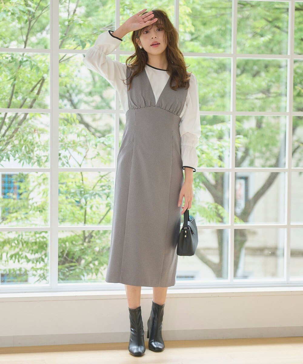 Feroux 【洗える】バイカラー ブラウス 