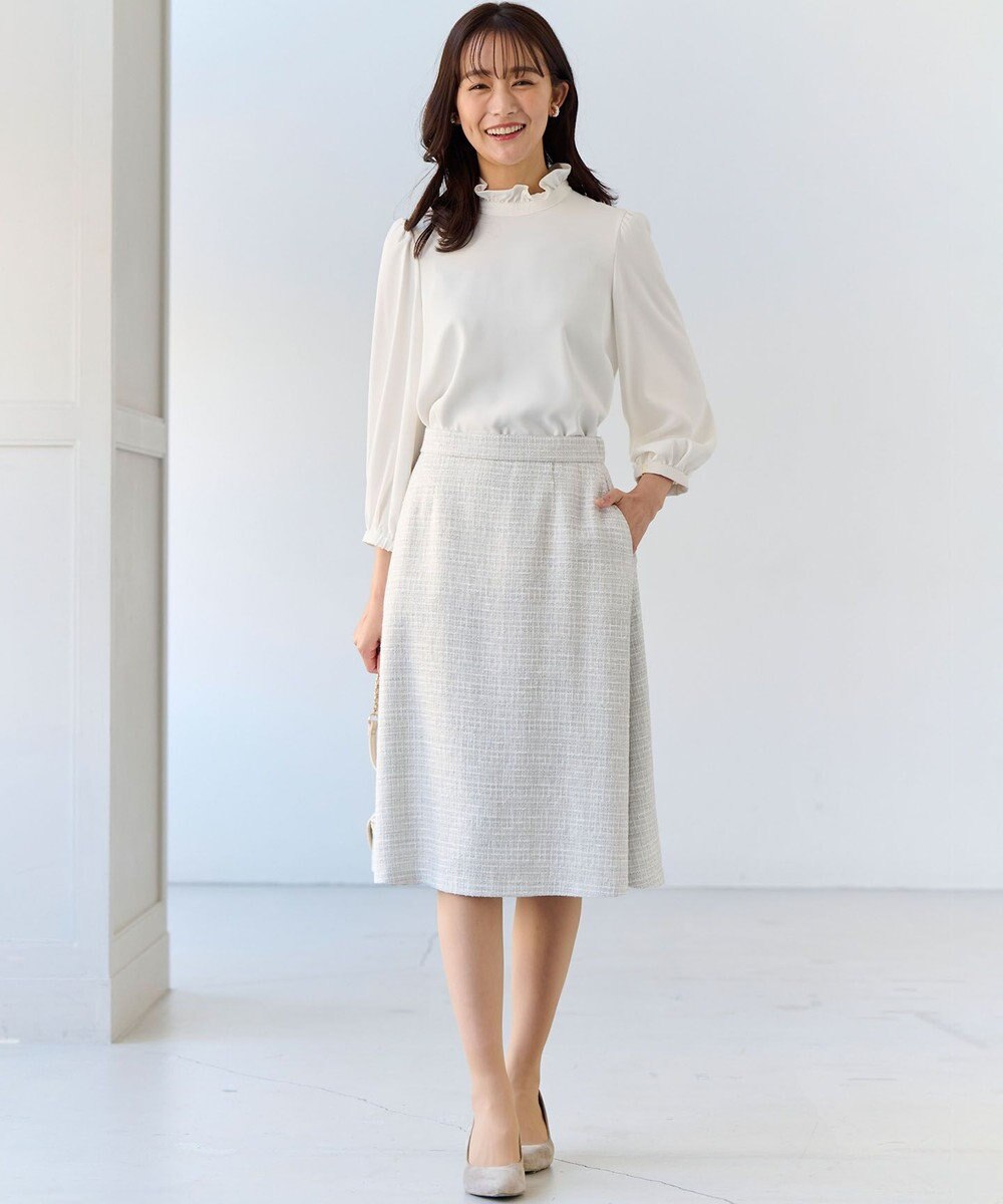 組曲 【KUMIKYOKU NAVY】ジョーゼットシフォン スタンドフリルブラウス 