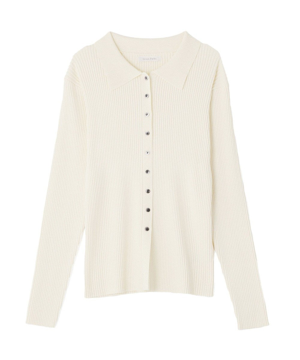 Green Parks 襟付きリブニットカーディガン 
