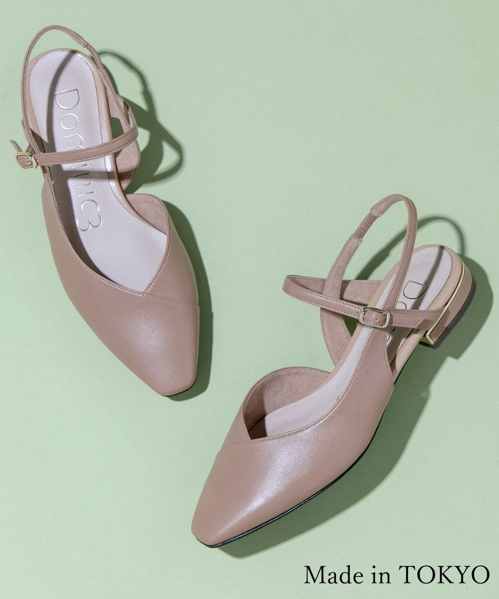 Dominic3 シープレザー Vカット バックストラップパンプス 