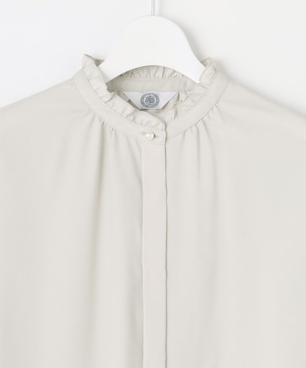 J.PRESS LADIES L 【洗える】ヌーディスバックサテン フリル襟 ブラウス 