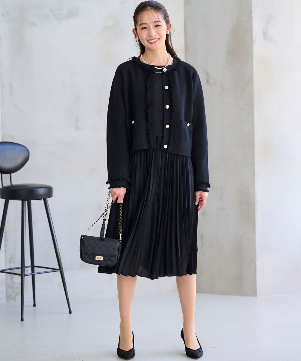 組曲 ビジューボタンニットジャケット 