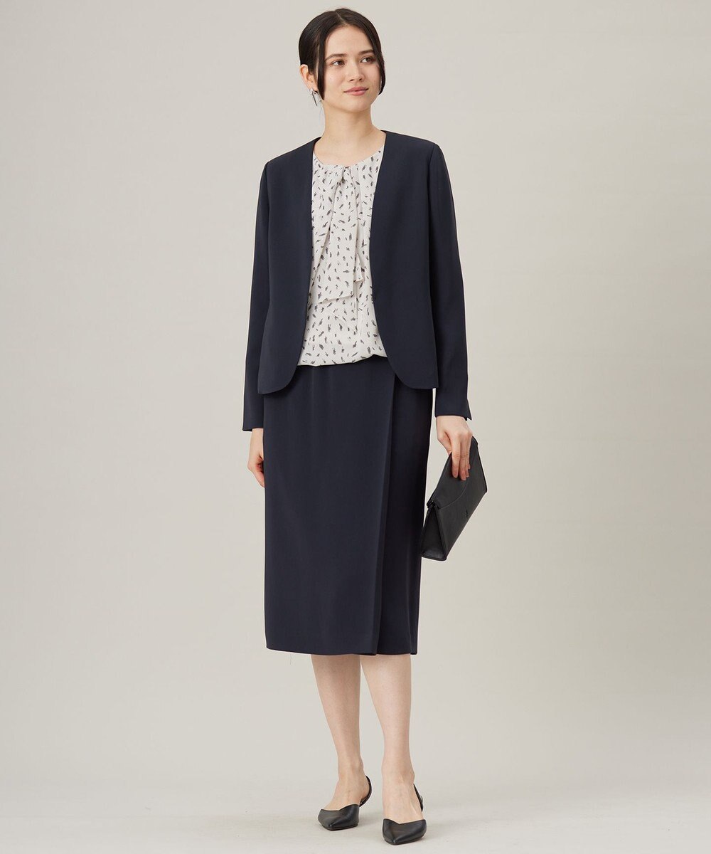 自由区 【セットアップ対応・洗える】トリアセダブルクロスノーカラー ジャケット 