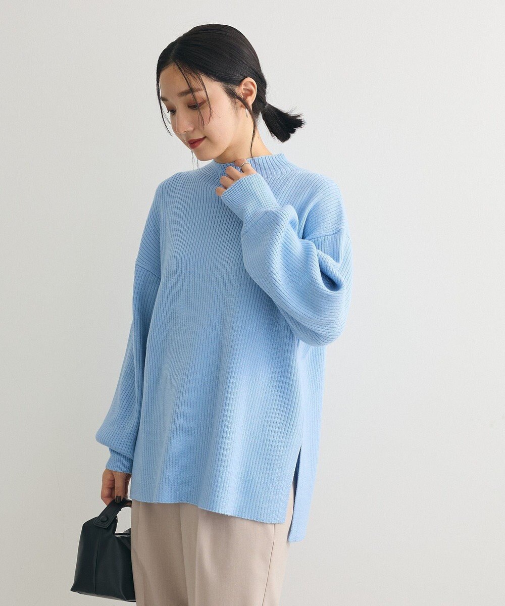 Green Parks 洗えるボトルネックリブニットプルオーバー 