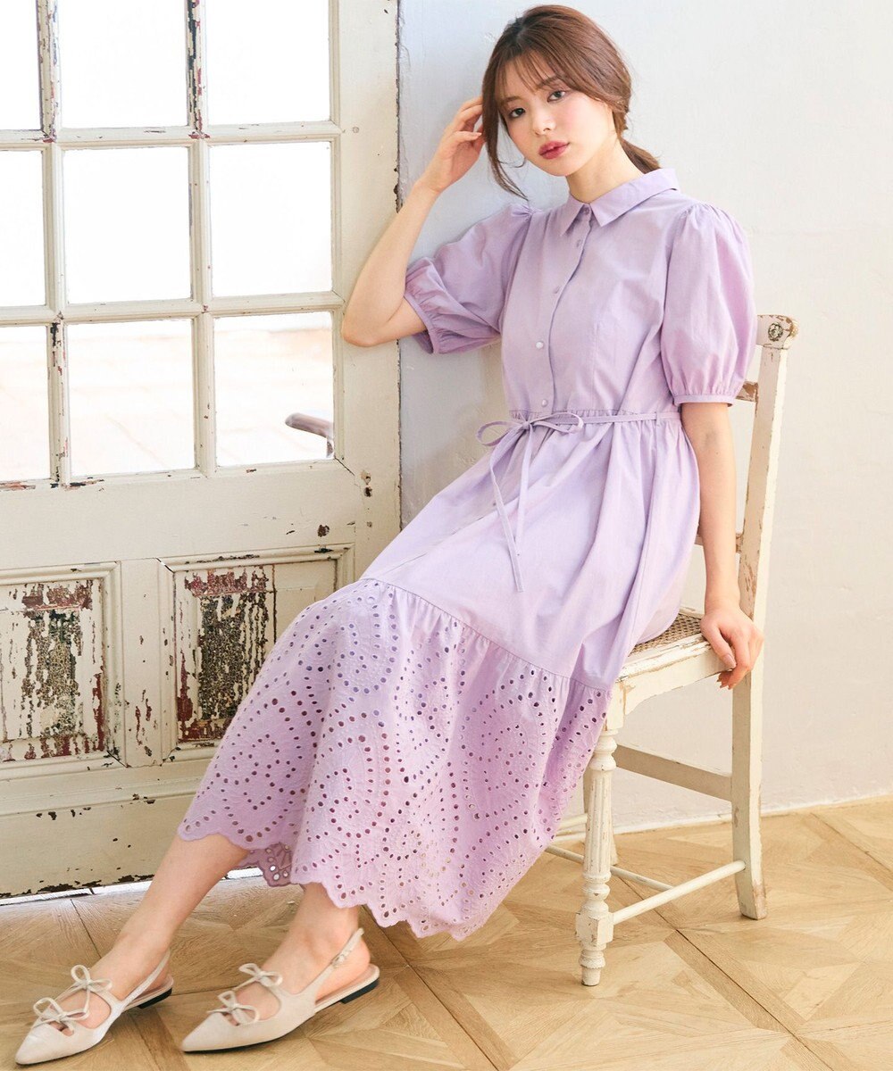 Feroux 刺繍入りシャツ ワンピース 