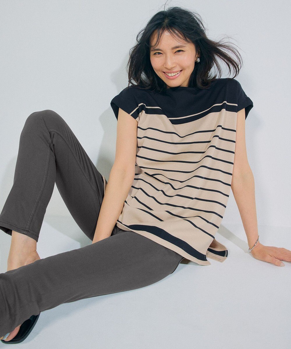 23区 S 【洗える】ランダムボーダー フレンチスリーブ カットソー 