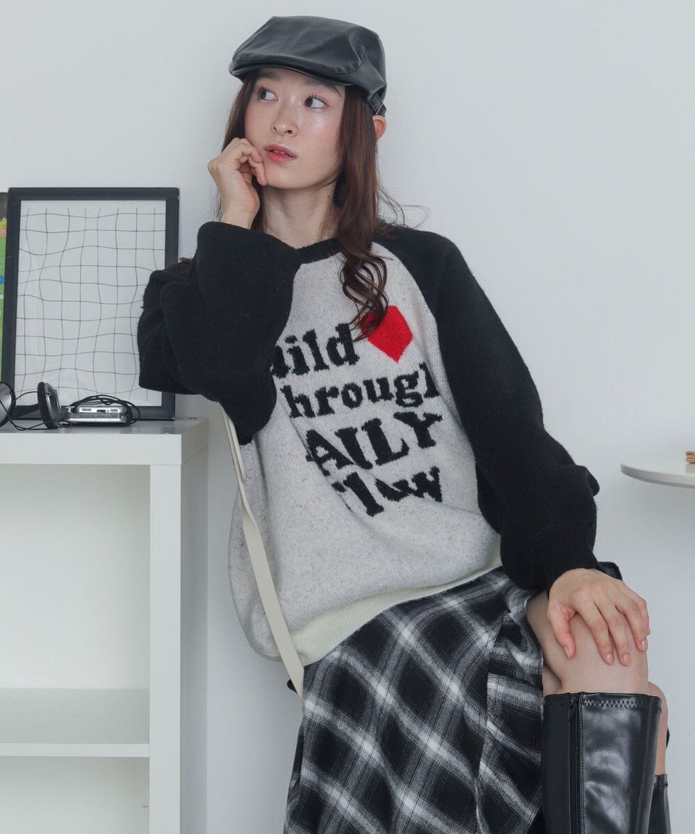 WEGO 【2025年秋冬新作】フラッフィーグラフィックニットBIGプルオーバー 