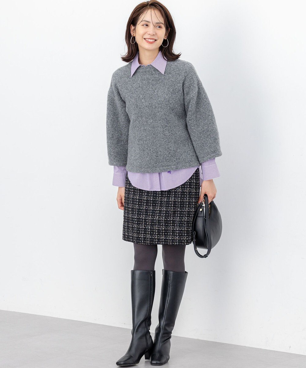 組曲 S 【加藤ローサさん着用】コットンタッチシャーティングボウタイ付き シャツ 