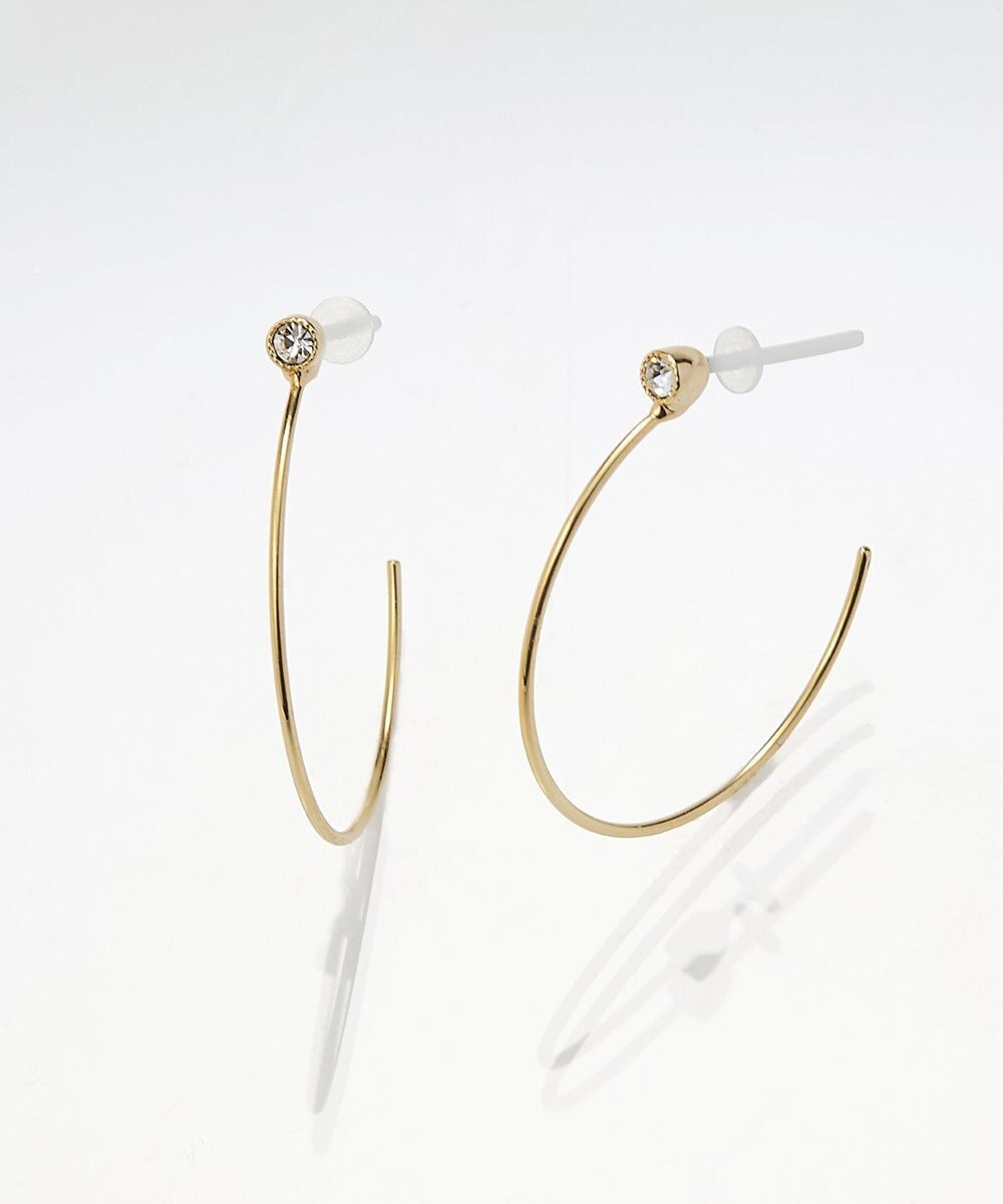 Phoebe 【金属アレルギー対応】スリムフープビジューセラミックピアス 