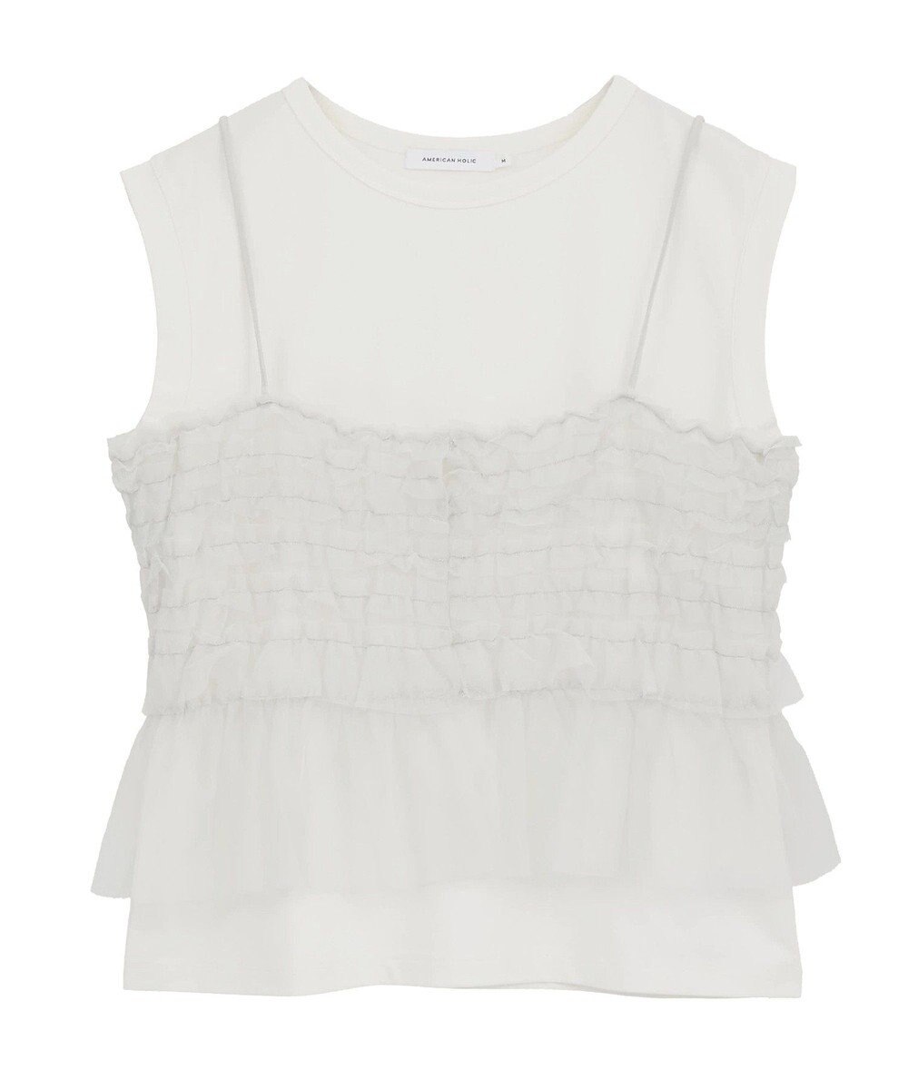 AMERICAN HOLIC 【2点セット】チュールキャミ+ノースリーブT 