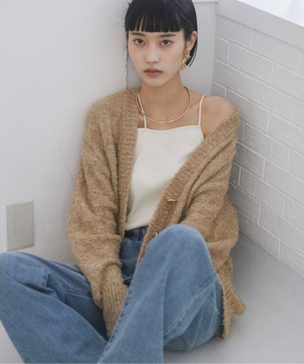 WEGO 【ANGIE VINTAGE】リボンヤーンVネックニットカーディガン 