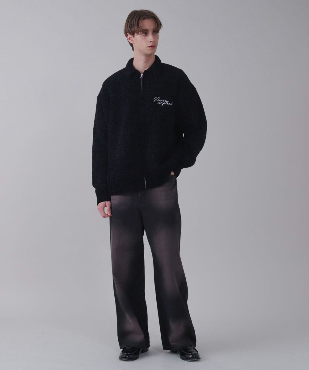 WEGO 【ユニセックス着用ITEM】ベロアモールワンポイントZIPカーディガン 